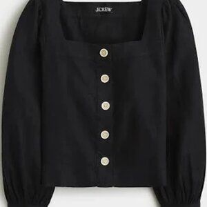 Jcrew Squareneck Linen blouse in Black, M